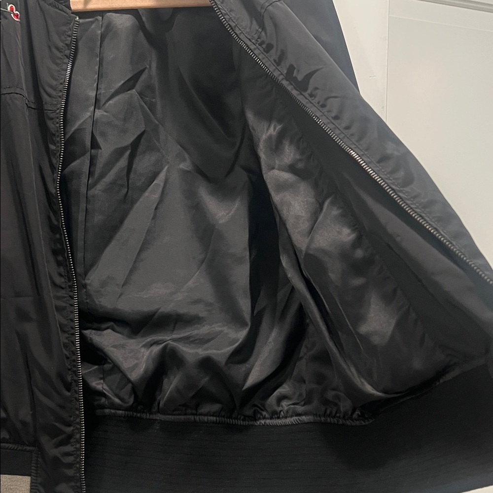 BCBGeneration Black Bomber Jacket with Floral Emb… - image 8